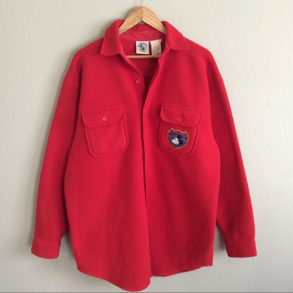 Vintage Mickey & Co Red Oversized Fleece Shirt - Picture 1 of 7